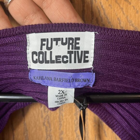 NEW Future Collective Purple Twisted Back Ribbed Sweater Size 2X - Picture 5 of 13